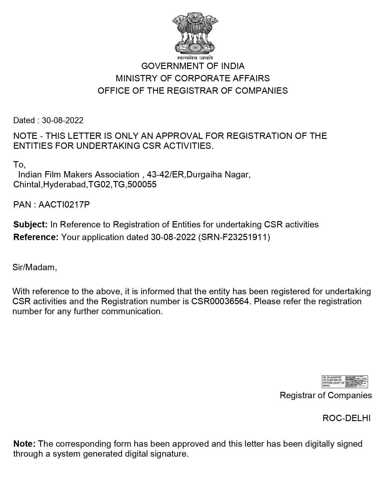 Approval Letter for form CSR1_page-0001